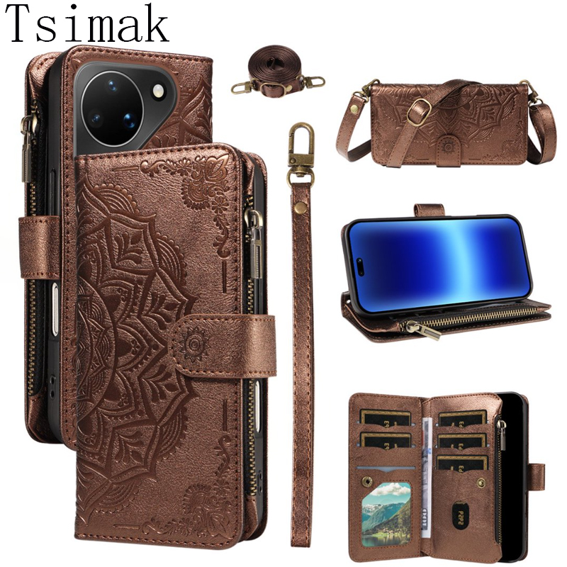 Huawei Pura 70 - Magnetic Flip Leather Zipper 9 Card