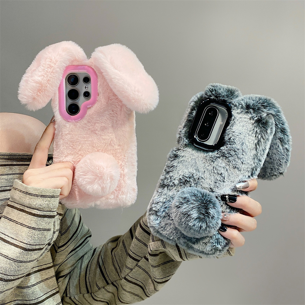 Samsung Galaxy S24 - Cute Rabbit Ears Fluffy Stand Phone